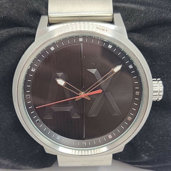 Armani Emporio AX2226 Men's Black Leather Analog Dial Quartz Wrist Watch BC509